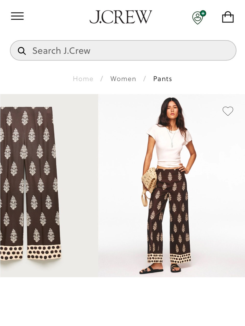J. Crew Rori pant in cocoa block print - Smoked Walnut
